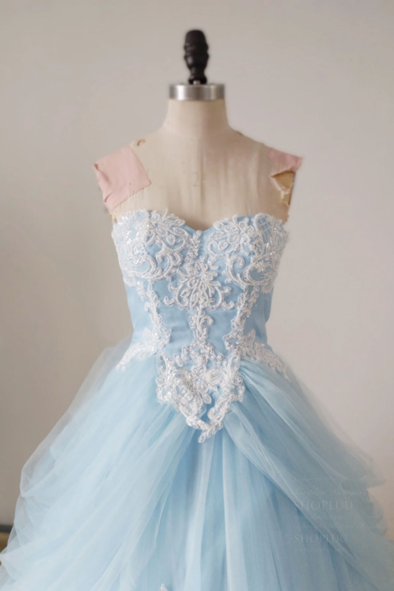 Stunning Cross Light Blue Soft-pleated Long Prom Dress Sweetheart