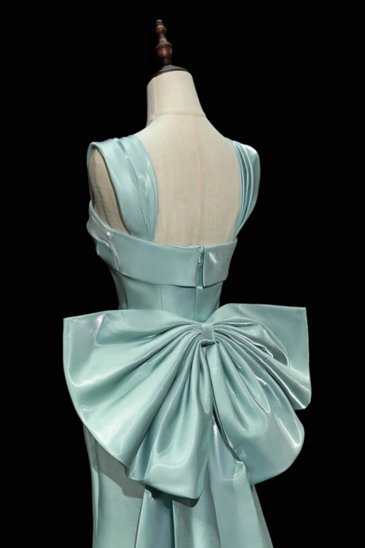 Vintage Green Backless Satin Long Prom Dress Formal Party Gown cc2502 main image 1