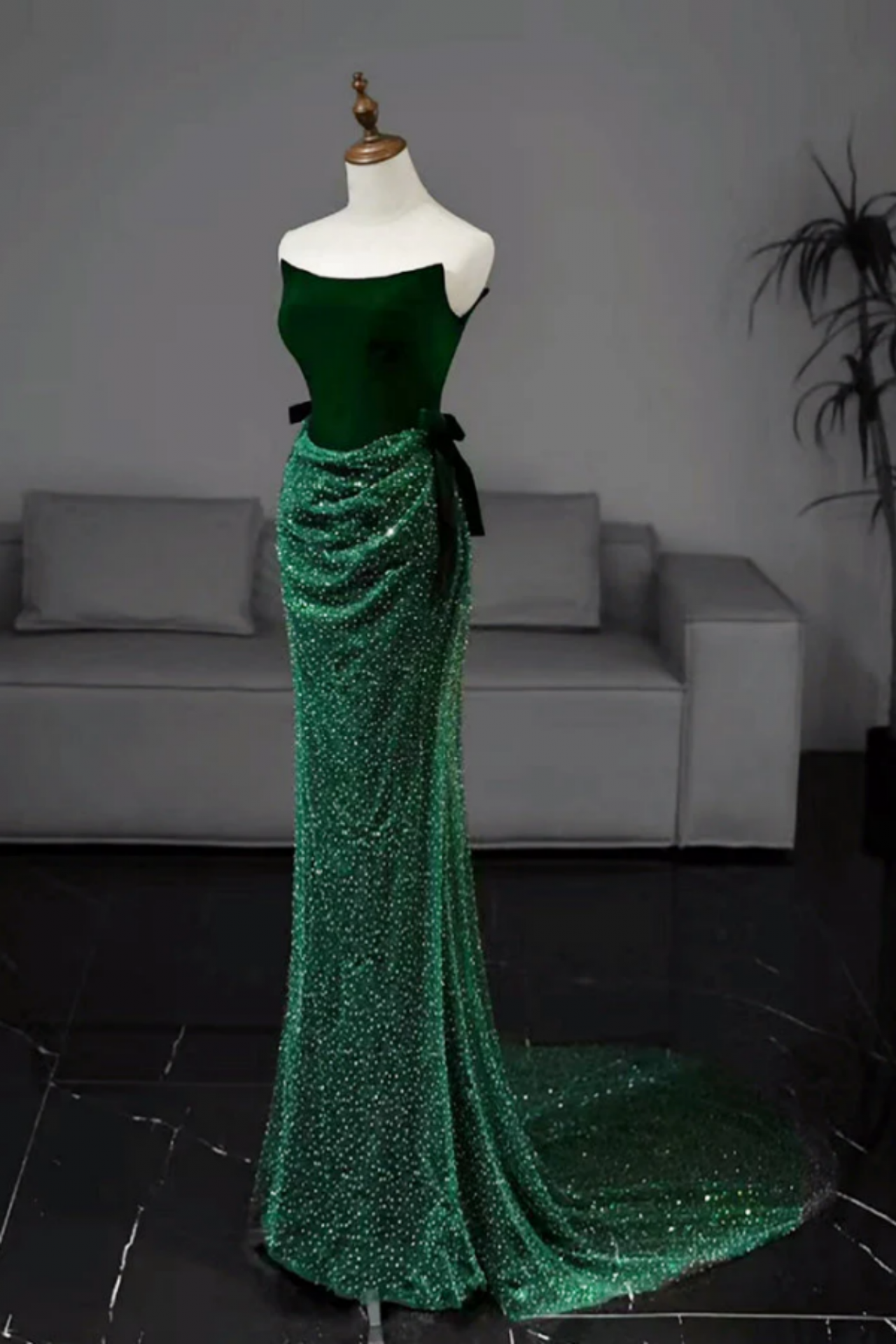 Mermaid Tulle Velvet Green Long Prom Dress, Green Long Formal Dress on  Luulla