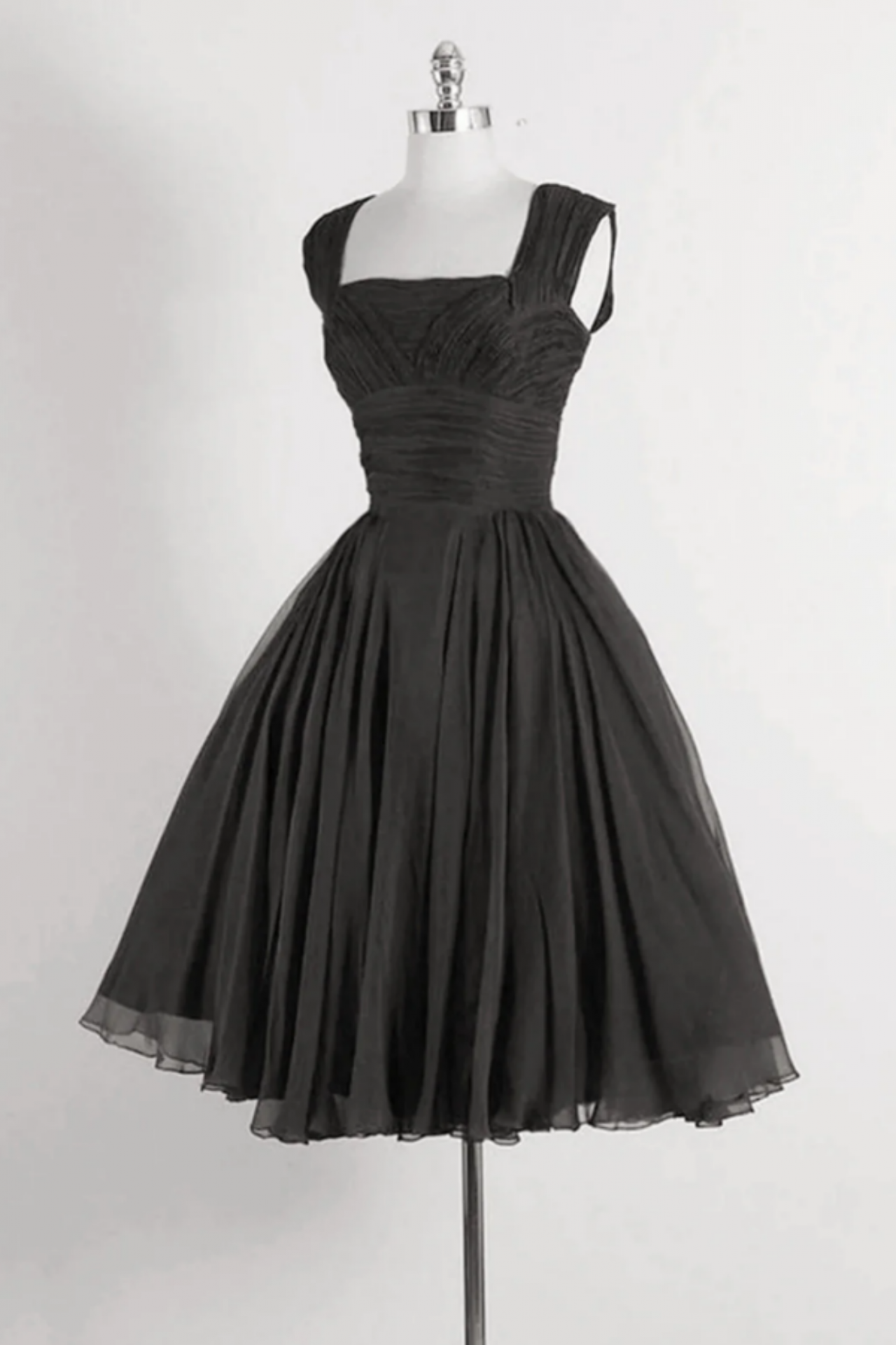 black knee length bridesmaid dress Black Satin Halter Bowknot Unique Tea Length Prom Bridesmaid Dress