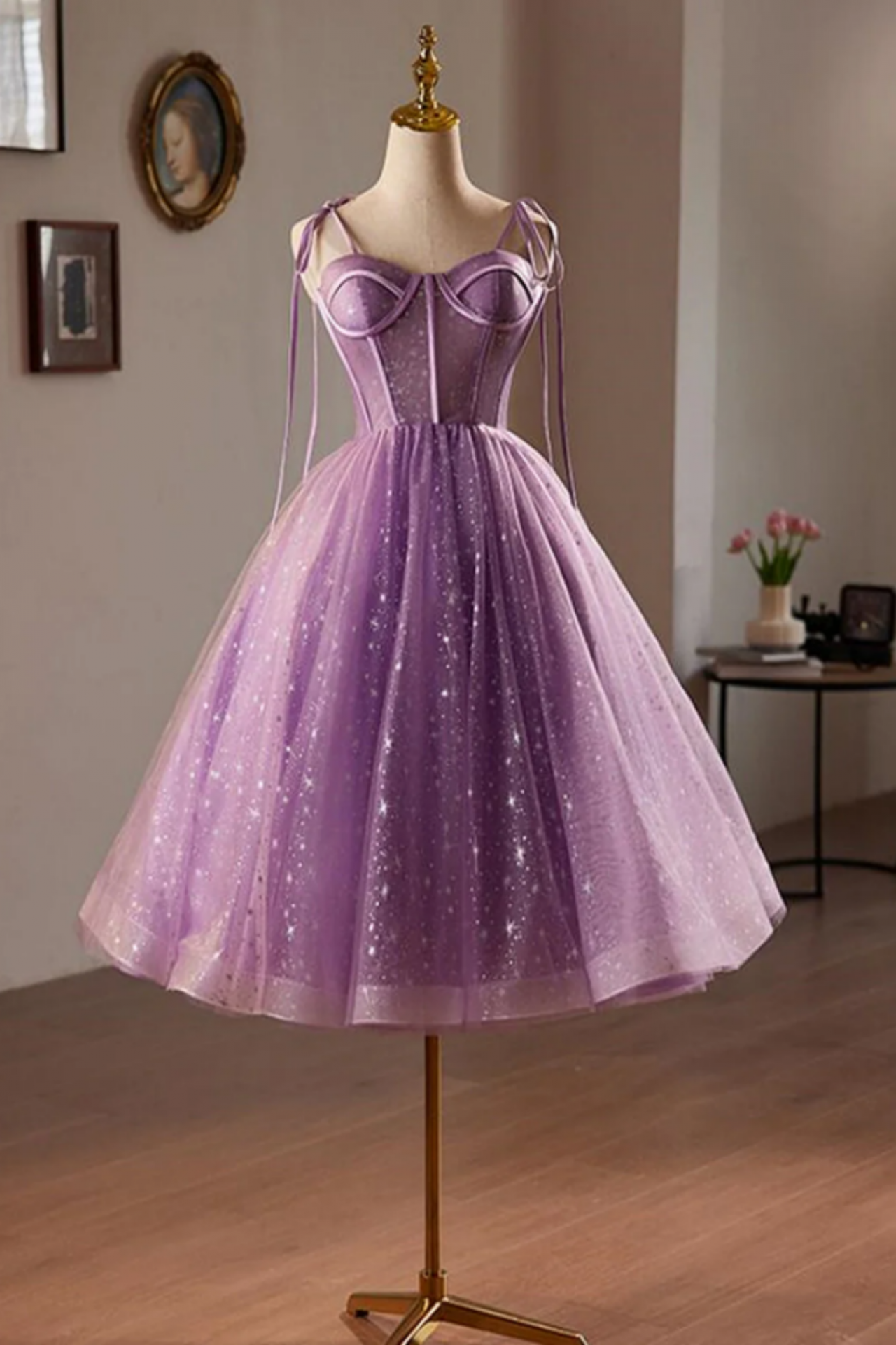 strapless open back dress Long Purple Lace Prom Dresses, Long Purple Lace Formal Homecoming Dres