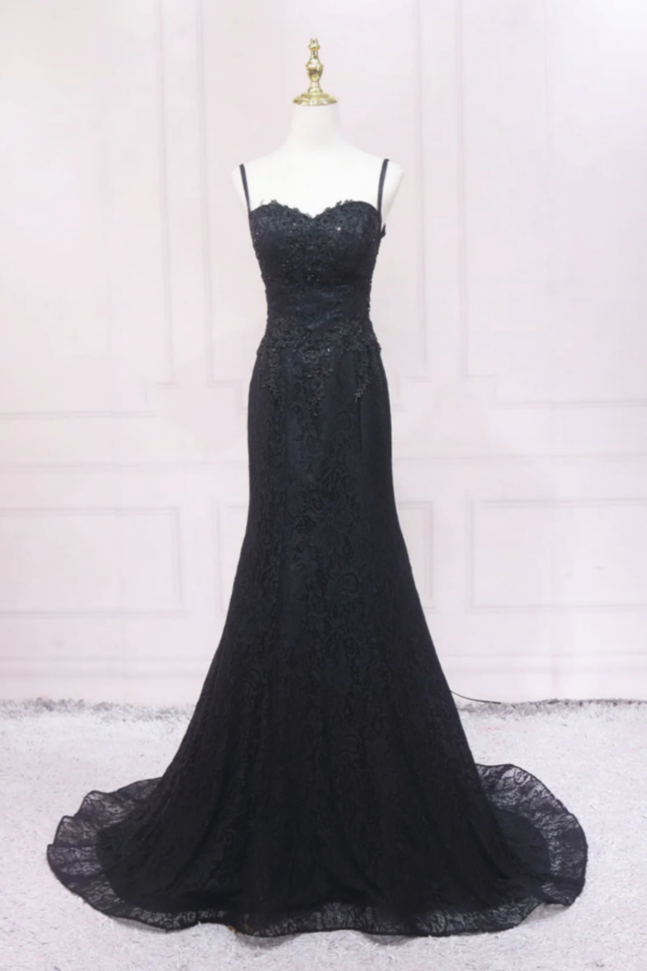 Gorgeous Black and Wine Red Mermaid Long Evening Gown Party Dress, Sweetheart Lace Evening Dress main image 1