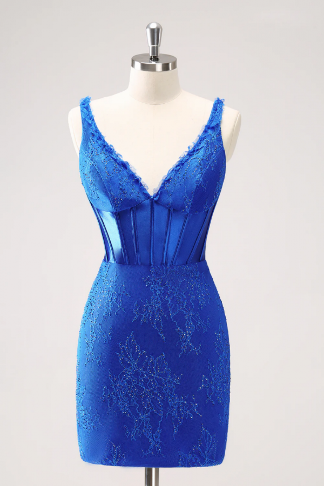 slim fit dress slacks Cute V Neck Royal Blue Sequins Short Tight Homecoming Dresses AB4083007 –  Anniebride main image 1