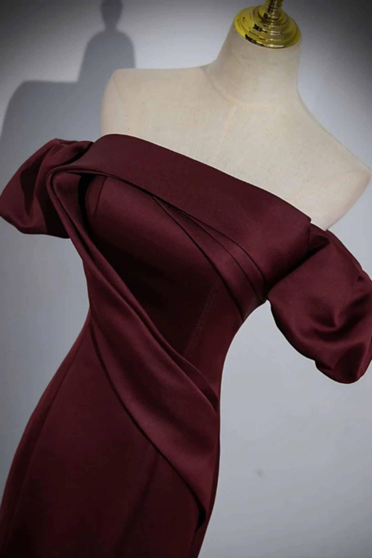 Charming Mermaid Off The Shoulder Black Satin Long Prom Dress, Evening Dress C6159 main image 1