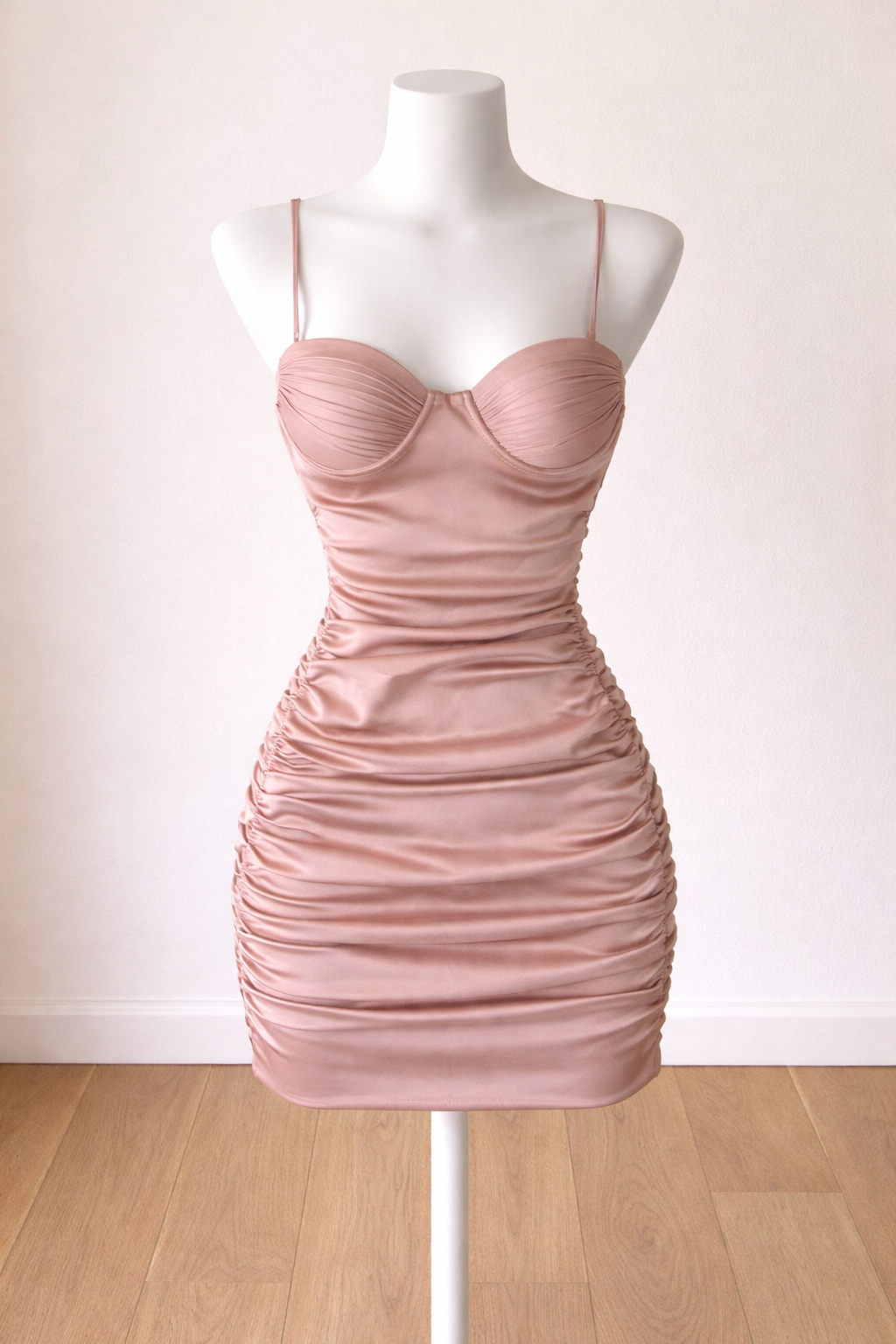 strapless open back dress 1990 Azzedine Alaia Blush-Pink Ribbed Knit Long Sleeve Bodycon Dress