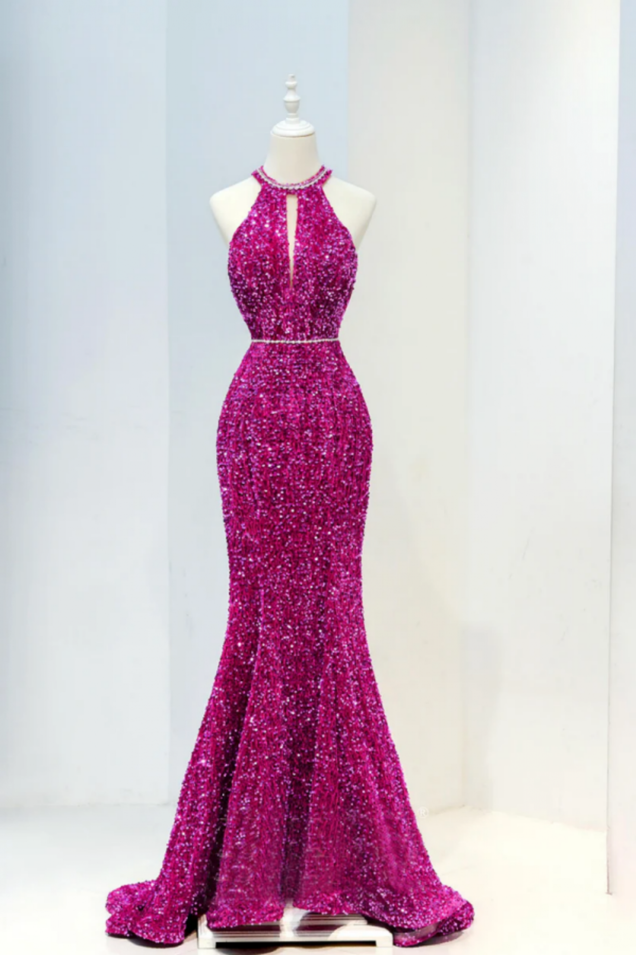 black prom dresses glitter Tight Long Sequin Neon Bright Prom Dress Hot Pink / 0