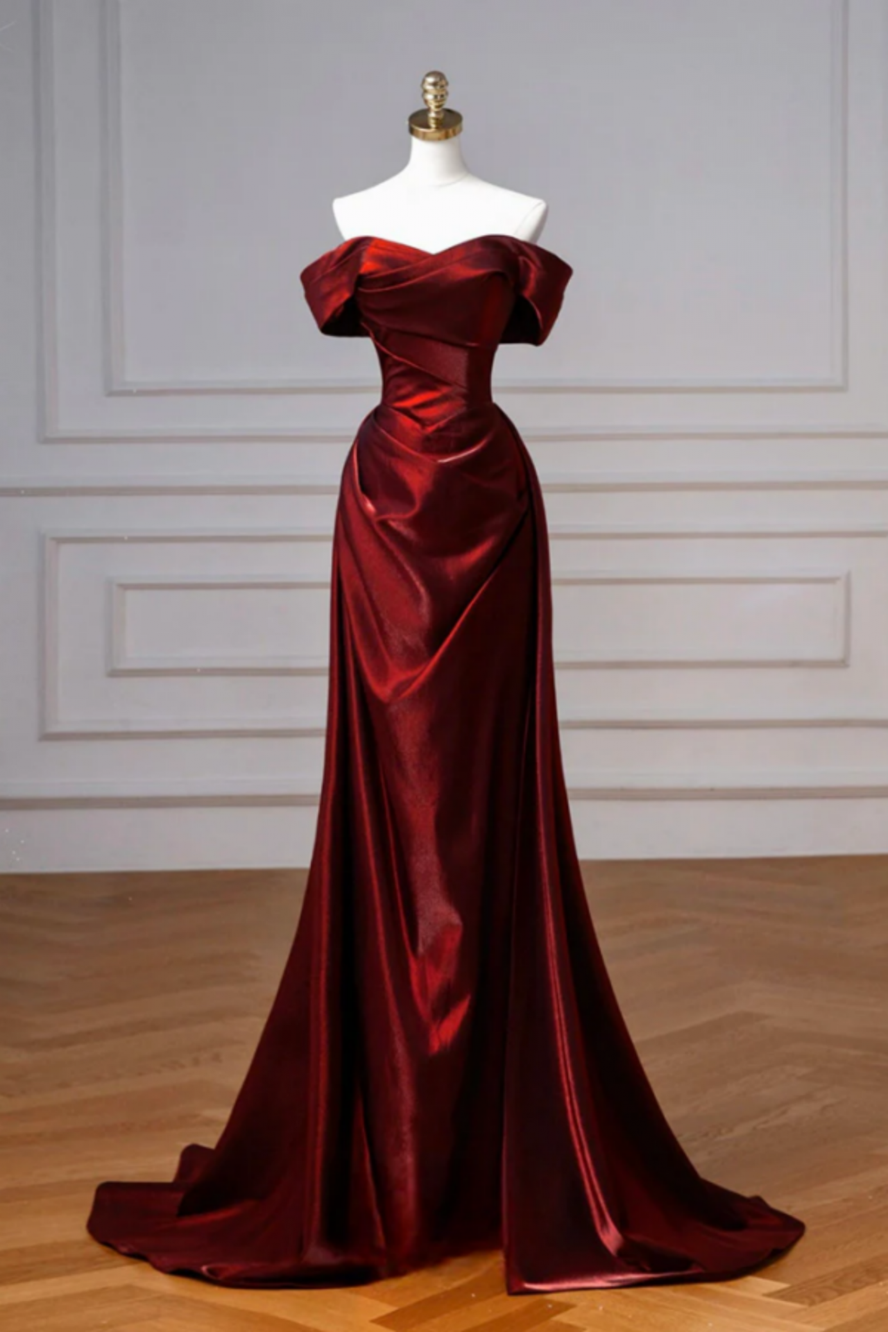 satin burgundy maxi dress Elegant Affair Strapless Satin Maxi Dress