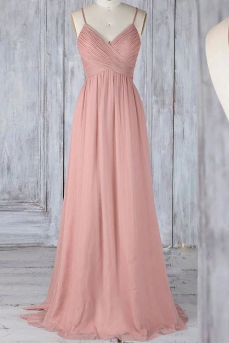 kateprom A Line Pink Long Prom Dresses, Pink Long Formal Evening Dresses KPP0484