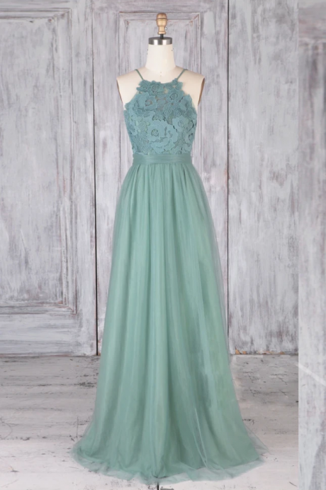 kateprom Green tulle lace long prom dress green lace evening dress KPP0492