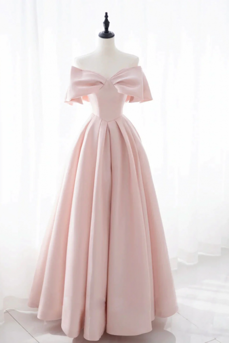 Kateprom Simple Pink Satin Long Prom Dress, Pink Satin Evening Dress Kpp0520