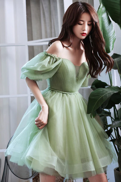 Green Tulle Short Prom Dress, Green Tulle Homecoming Dress Kpp0522