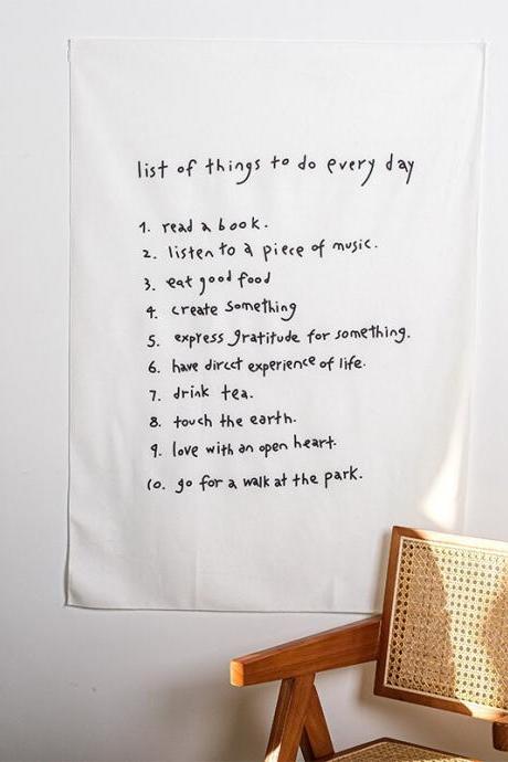 Daily List English Background Cloth Handwritten Hanging Cloth Korean Letters Tapestry