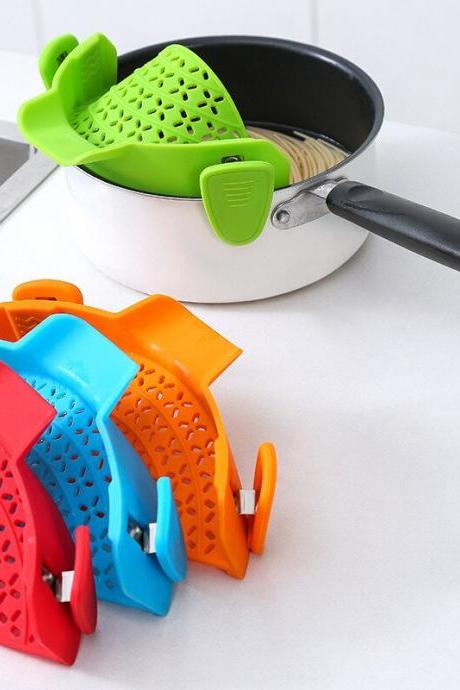 Universal Silicone Clip-on Pan Pot Strainer Anti-spill Pasta Pot Strainer 