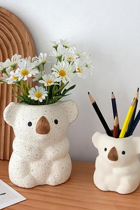 Cartoon Koala Flower Vase Creative Flower Pots Home Gardening Decoration