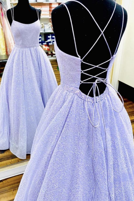 Purple Tulle Sequins Long Prom Dress Party Dress