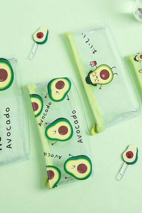 Kawaii Fruit Pencil Case Cute Avocado Kids Gift School Pencil Box Pencilcase Transparent Pencil Bag