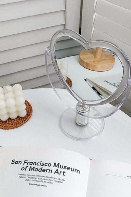 Acrylic Heart Small Decorative Mirror Make-up Standing Desktop Mirror 