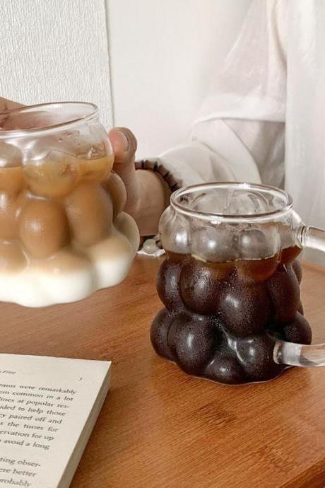 Round Grapes Transparent Glass Cup Home Kitchen Drinking Cup Drinkware Coffee Juice Large Capacity Cups With Handle