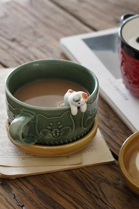 Cute Panda Ceramic Coffee Cup Saucer Decoration Home Kitchen Reusable Tea Cup Breakfast Drinking Milk Porcelain Cup Set