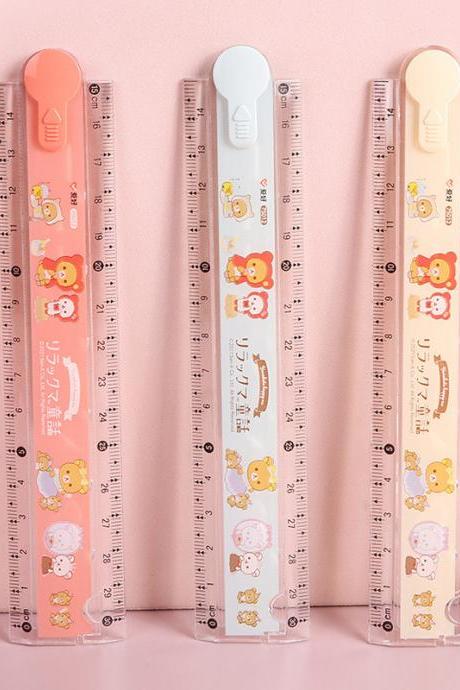 3 Pcs/pack Kawaii Rilakkuma Bear Plastic Folding 30cm Straight Ruler Cute Stationery Measuring Tool