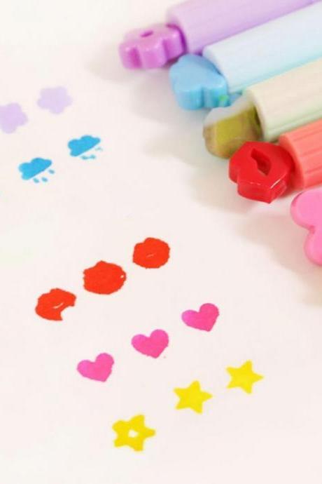 1PCS Cute Candy Color Kawaii Highlighters Pen Creative DIY Stamps Marker Pen