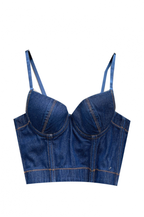 Spaghetti Strap Skinny Denim Corset Top Womans Spicy Girl Jeans Tank Tops With Built In Bra Fashion Tanks And Camis