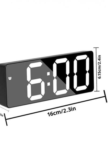 Led Mirror Table Clock Digital Alarm Snooze Display Time Desktop Electronic Table Clocks Desktop Clock