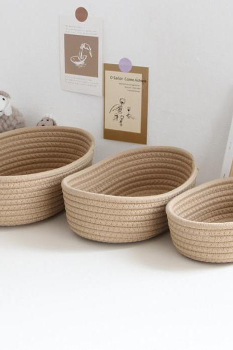 Woven Nordic Cotton Rope Storage Baskets Organize Boxs Desktop Sundries Organize Basket Sundries Key Cosmetics Storage