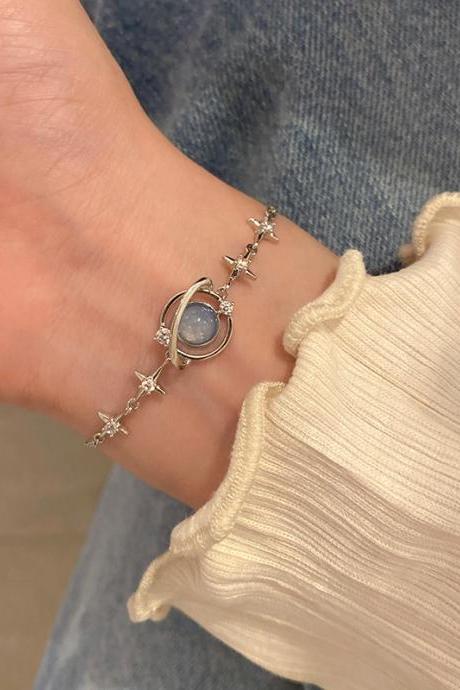 Korean Elegant Opal Space Bracelet For Women Girs Delicate Zircon Starlight Bangles Party Jewelry