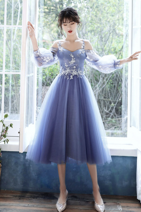 Light Blue Long Sleeve Prom Dress - Homecoming Dresses | Women Dresses |  Luulla