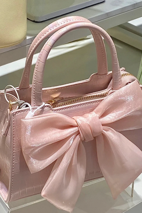 Fashion Women Clutch Purse Handbag, Pink Bowknot Female Bag