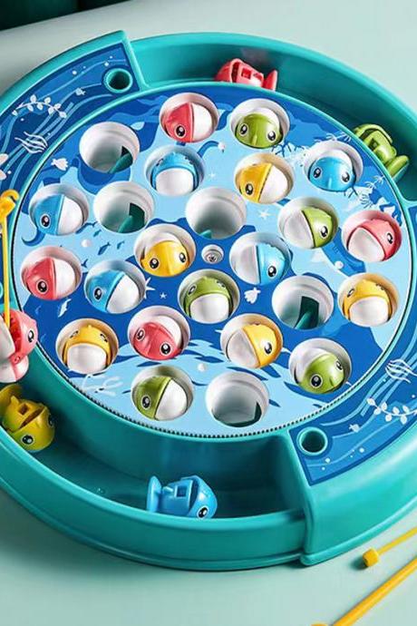 Kids Electric Musical Rotating Fishing Toy Magnetic Fishing Game Simulation Fishing Experience Boy Girl Toy Game Gift For Kids
