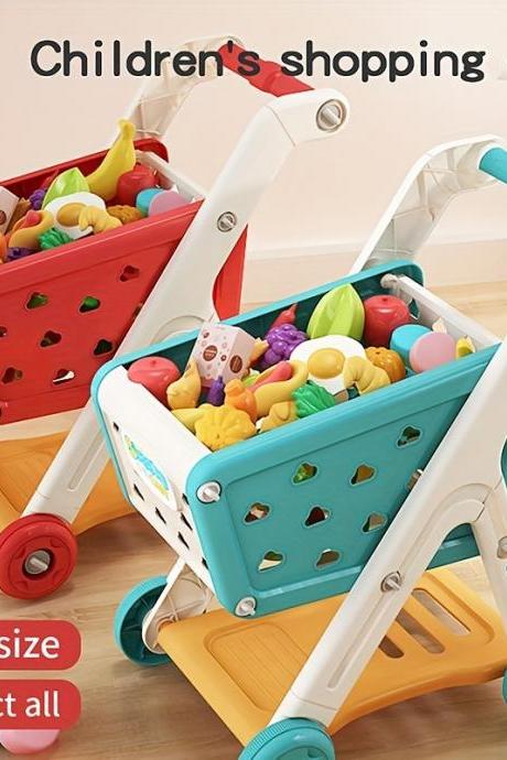 Shopping Cart Toy Baby Small Trolley Children Play House Fruit Cut Cut Music Kitchen Supermarket Men And Girls