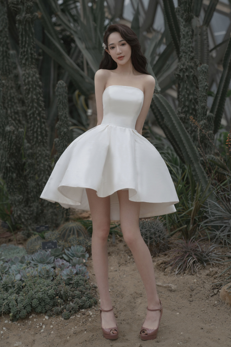 White A-line Short Prom Dress Homecoming Dress