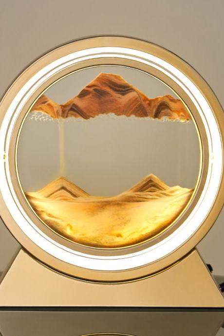 Quicksand Moving Rotating Art 3d Hourglass Led Lamp Sand Scene Dynamic Living Room Decoration
