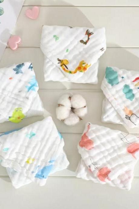 5pcs/lot Muslin 6 Layers Cotton Soft Baby Towels Baby Face Towel Handkerchief Bathing Feeding Face Washcloth Wipe Burp Cloth