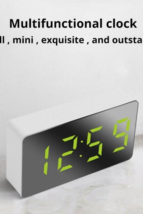 1pcs Green Led Mirror Table Clock Digital Alarm Snooze Display Time Night Light Desktop Usb Alarm Clock Home Decor