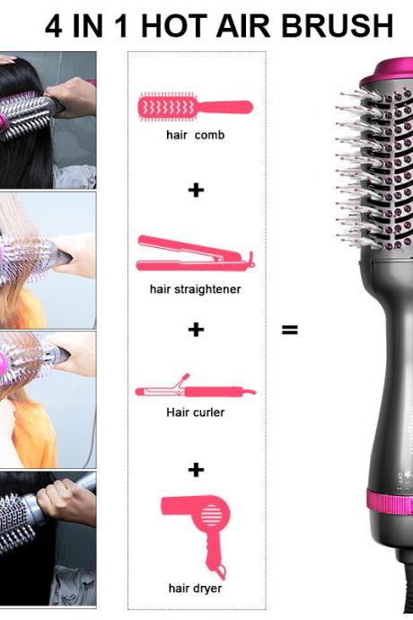 Upgrade 3 In 1 Hair Dryer Volumizer Hot Air Hair Styling Brush Professional Blow Dryer Comb Curling Iron Hair Straightener Brush