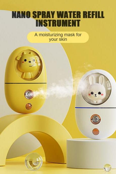 Cartoon 35ml Mini Facial Humidifier Face Nano Mist Sprayer Make Up Skin Moisturizing Hydration Nebulizer Face Steamer Usb
