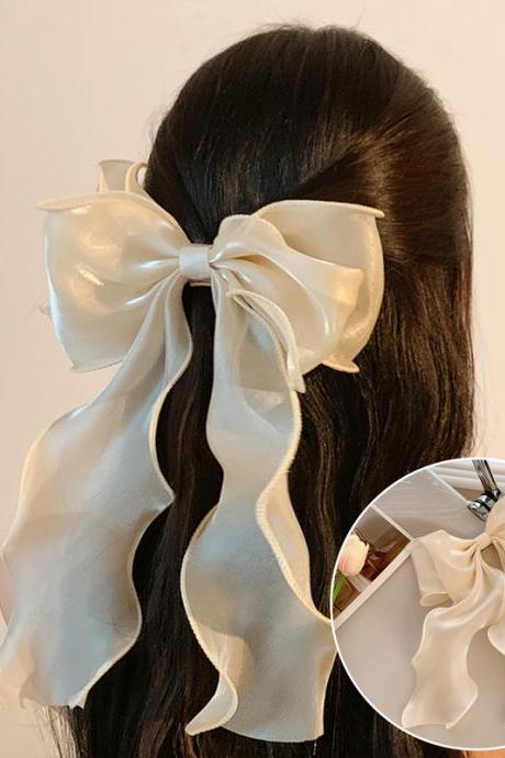 Princess Hair Clip Multi-layer Pearlescent Ribbon Bow Spring Hairpins Women Korean Headpiece Women Girls Hair Accessories