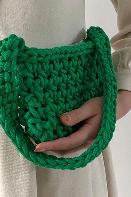 Women's Handbag Cotton Rope Crochet Tote Bag Purse Handmade Woven Shoulder Bags Knitting Small Hobo Fashion Shopping Bags Clutch