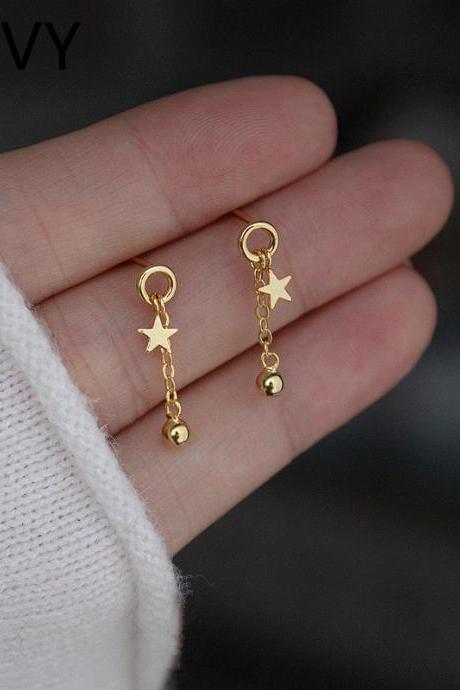 Silver Color Ball Drop Earrings For Women Star Earring Lady Fashion Wedding Jewelry Party Accessories Gifts