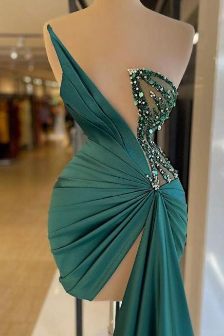 Modern Evening Gowns 2022 Sexy Satin O-neck Sleeveless Party Dresses For Women Stright Above Knee Sequined