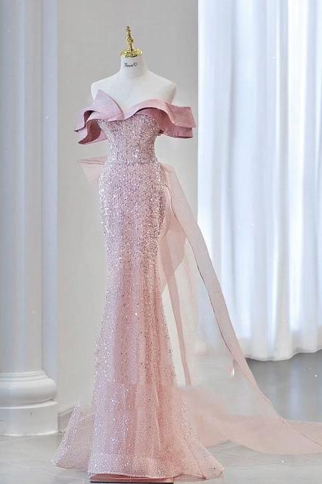 Fashion 2023 Sexy Off The Shoulder Sequin Formal Gown Custom Made Mermaid Long Prom Party Dresses