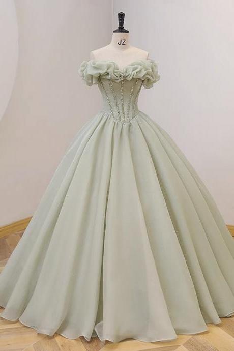 Green Quinceanera Dresses Princess Ball Gown Beaded Ruffles Sweetheart Neck Prom Dresses Sweet 16 Dress