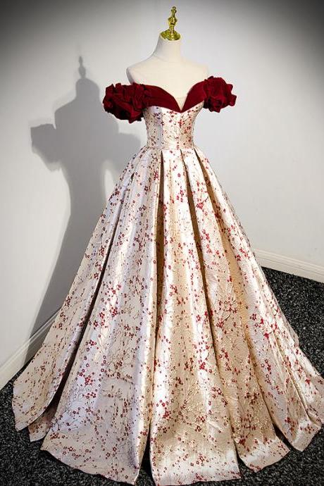 Evening Dress Short Sleeves Lace Up Floral Print Floor Length Pleat Jersey Burgundy A-line Plus Size Women Party Dresses