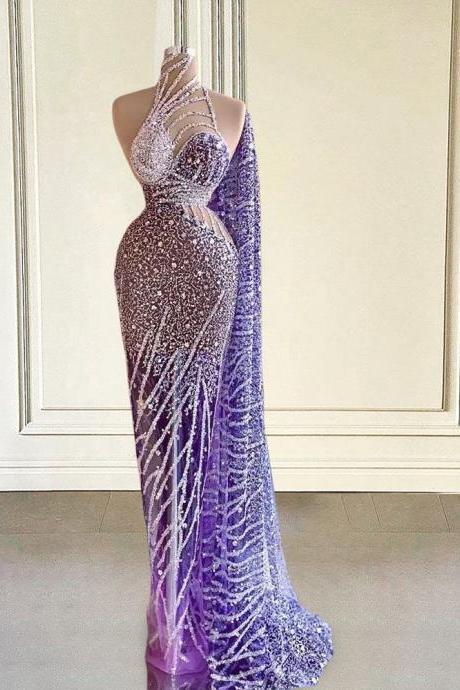 Arabic Dubai Evening Dresses Long Luxury Mermaid Beads High Neck With Cape Sexy African Women Formal Prom Party Gowns