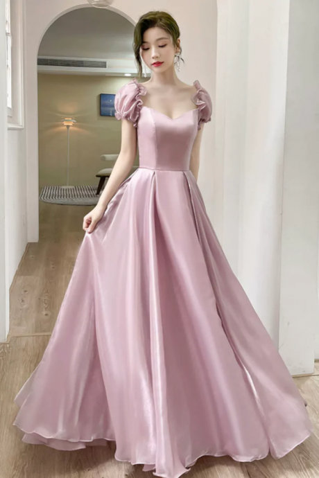 Lovely Soft Pink Floor Length Party Dress, Tulle A Line Evening Prom Dress