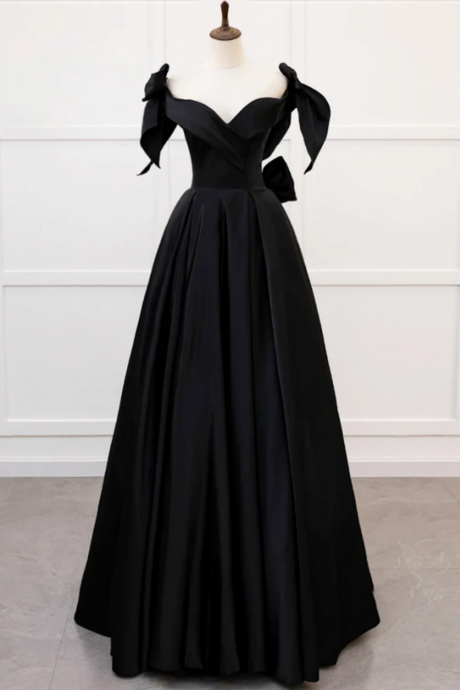 Simple A Line Sweetheart Neck Velvet Black Long Prom Dress. Black Long Formal Dress