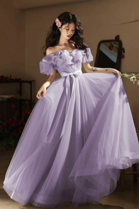 Black Tulle Sweetheart Layers Long Party Dress, Black Tulle Long Prom Dress